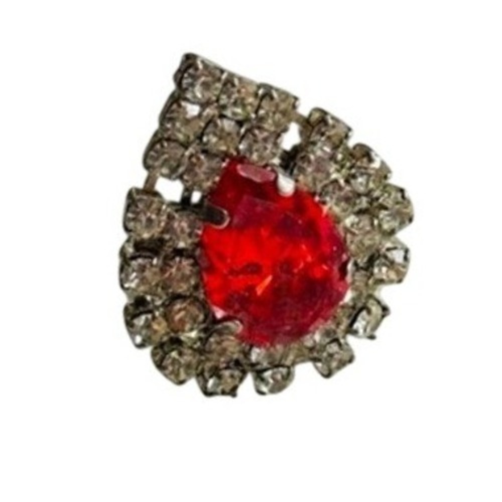VTG Disco rhinestone Cocktail Ring Glam Sparkly adjustable Chunky 70s Sz6.75‎